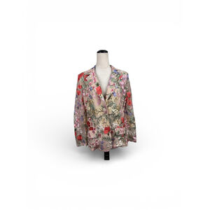 Stylewe Embroidered Flower Sheer Lined Blazer Jacket Size XL NWT